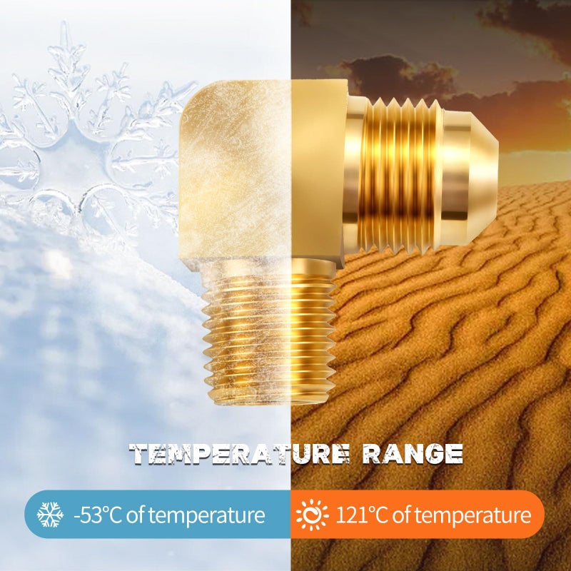 Litorange 2 PCS Heavy Duty Metals Brass Tube Fitting 90 Degree Elbow Adapter 3/8" Flare x 3/8" Male NPT Pipe - Image 5